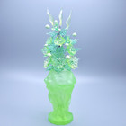 Uranium Glass Bouquet Of Flower Rare Handmade Vaseline Yellow Glass Decor