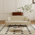 Modern Convertible Foldable Sleeper Sofa Velvet Loveseat Sofa Bed W  Metal Legs