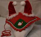 Santa Claus Christmas Horse Fly Bonnet Ear Net Veil Hood Mask Crochet Hand Made