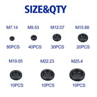 200 Pcs 7 Sizes Rubber Grommet Assortment Firewall Solid Closed Hole Plug For Wi