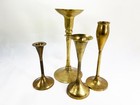 Lot Of 4 Brass Candlesticks Vintage Candle Holders Mixed Sizes