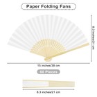 Aodaer 60 Pieces Paper Folding Fans Bamboo Handheld Folded White 