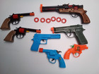 Lot Of 7 Vintage Toy Plastic Cap  And Dart Guns Toy Pistols