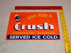 Vintage Ward s Drink Orange Crush Crushy 12  Metal Soda Bottle Gasoline Oil Sign