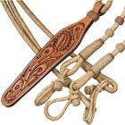 Rawhide Braided Romel Reins - 30 Plait - Natural Color With Leather Popper