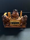Corona Vintage Taxidermy Drinking Bullfrogs Bar Deco Desk Pen Holder- Rare