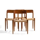 Niels Moller Model 75 Mid Century Danish Teak And Cane Dining Chairs - Set Of 4