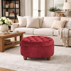Home Decor  n8264-b119   Large Button Tufted Velvet Round Storage Ottoman   Otto