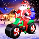  6ft Christmas Inflatables Santa Claus Ride Blow Up Giant Yard Motorcycle