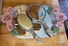 Vintage Godinger Silver Tone Vanity Set  1988      Hand Mirror   Hair Brush