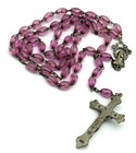Vintage Italian Rosary Purple Beads Silver Tone