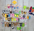 Unbranded Lot Of 65 Plush Finger Puppets Family Animals Spiderman Cloth Yarn