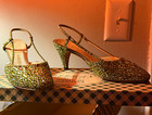 Rare 1940s   50s Delman Bergdorf Goodman Rhinestone Jeweled Heels W  Original Box