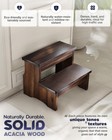 Wooden Two Step Stool  Heavy Duty 2-step Ladder For Adults   Kids  Walnut