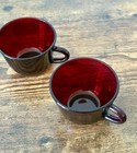 Anchor Hocking Royal Ruby Red Glass Mugs Set Of 2 Vintage Cups