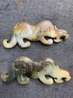 2pcs Chinese Old Hetian Jade Hand Carved  tiger  Commander s Tallys  4 Plaques 