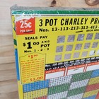 Vintage 25ct Charley Punch Board Winner Payout Display 3 Pot Charley Original