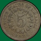 1866 Rays Shield Nickel Almost Uncirculated Au Coin  47142