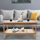 2 Tier Wood Rectangle Coffee Table Glass Top Table Living Room Furniture Table