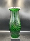 Fenton Snowcrest On Emerald Green Spiral Optic Hurricane Lamp Shade Globe Only