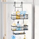 3-tier Over Door Shower Caddy - Hanging Organizer With Soap Holders   Hooks  Bla