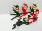 Lot Of 5 Vtg Christmas Red   Green Pixie Elfs Elves Rubber Made In Hong Kong