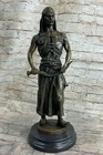 Signed Dark Bronze Arabian Turkish Arabic Warrior Sculpture Statue Figurine Sale