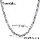 3mm Mens Womens Silver Stainless Steel Round Box Link Chain Necklace 18-28inch