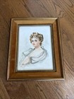 Antique Ceramic   Tile Woman Hand Painted Framed Art Victorian Blonde