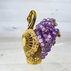 Vintage Gold Brass Filigree Peacock 3  Bottle Cover Topper W  Purple Bead Tail