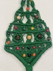 Vtg Beaded Macrame Christmas Tree Wall Door Hanging Bells 23    Retro Nostalgic
