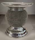 Bath   Body Works Bling Applique Pedestal 3 Wick Candle Holder Rhinestone Classy