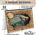 32 Pack Halloween Greeting Cards With Stickers Envelopes Vintage Pumpkin Black  