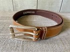 Express Leather Belt Wide Brown Big Silver Buckle Size Small