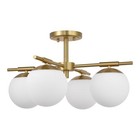4 Light Semi Flush Mount Ceiling Light Fixture Light Fixture With Aged Brass
