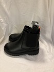 Nwt Wonder Nation Black Chelsea Boots Girl Sz-1 Slip On Side Zip Shoes Sku Fdb