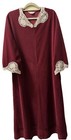 Vintage Vanity Fair House Coat Robe Med large Burgundy Velvet  Lace Trim Zipper