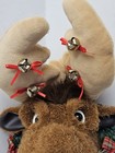 Vtg Christmas Wmg Singing Moose Head Plush Wall Mount Santa Claus Is Coming To