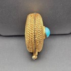 Vtg Est  e Lauder    youth Dew    Solid Perfume Locket Gold Plated Faux Turquoise