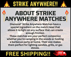 Diamond Greenlight Strike Anywhere Matches 3 Boxes Of 300 Per Box- Free Shipping