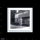 Old Vintage Square Photo Solo Woman Outside Building Snapshot Photograph