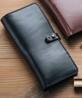 Pen Pencil Stationery Tool Bag Pocket Holder Pouch Case Cow Leather Black W222