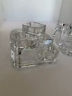 Pair Of Clear Glass Multi-candle Votive tea Light Candle Holders
