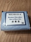 Mon Chateau Luxury Collection Brushed Microfiber Queen Sheet Set Blue White   