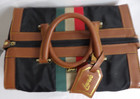 Rare  Vintage Lark Luggage Train Case Cosmetic Carry Bag Canvas Leather Euc
