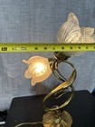 Vintage 20    Brass Night Table-lamp Double Flower Shape  Frosted Glass Shape