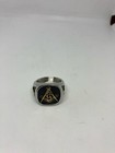 Vintage Gothic Silver Stainless Steel Free Mason G Mens Ring
