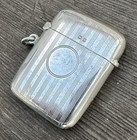 Antique 19th Century Stripe Engraved Sterling Silver Vesta Case Match Safe