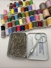 Huge Lot Of Sewing Supplies  Buttons  Thread  Needles  Scissors