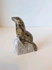 Vintage Signed R  Powers Inuit Soapstone Seal Sculpture Hand Carved Stone Art